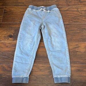 Levi’s Children Girl Denim Washed Fade Light Blue Tie String Jogger Pants 7L